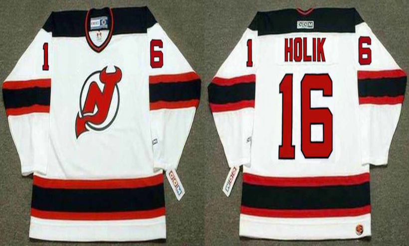 2019 Men New Jersey Devils #16 Holik white CCM NHL jerseys->new jersey devils->NHL Jersey
